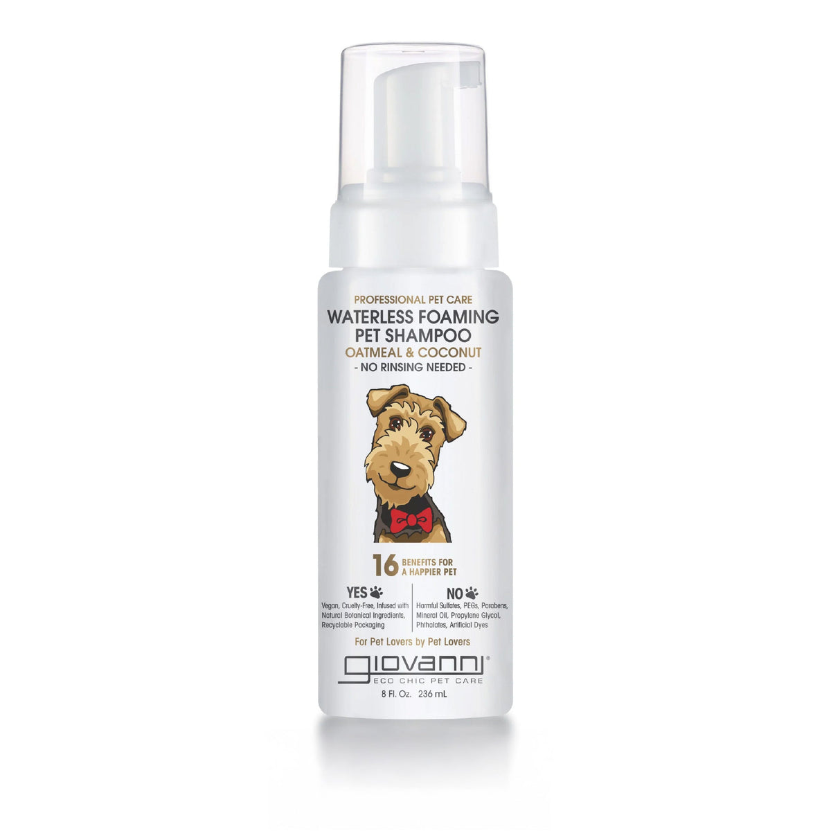 Giovanni Professional Waterless Foaming Pet Shampoo Oatmeal & Coconut — 8 oz