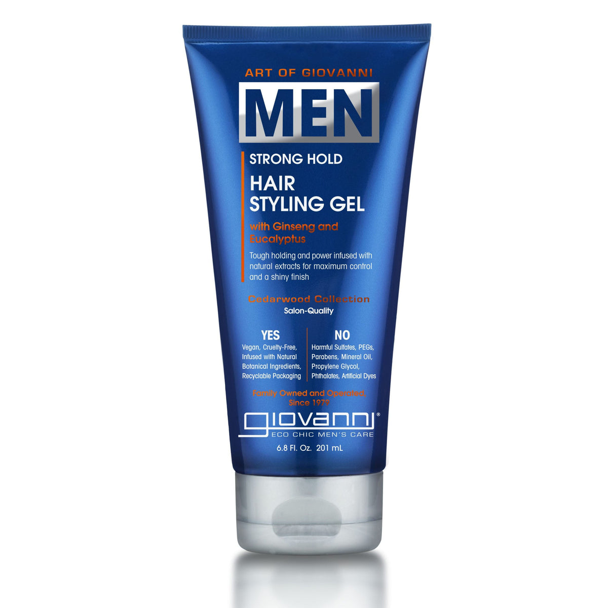 Giovanni Men Strong Hold Hair Styling Gel with Ginseng and Eucalyptus — 6.8 oz