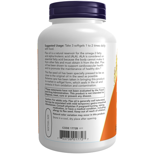 NOW Foods Flax Oil 1000 mg 250 Softgels