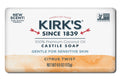 Kirk's Citrus Twist Castile Bar Soap, one 4-ounce bar in its packaging