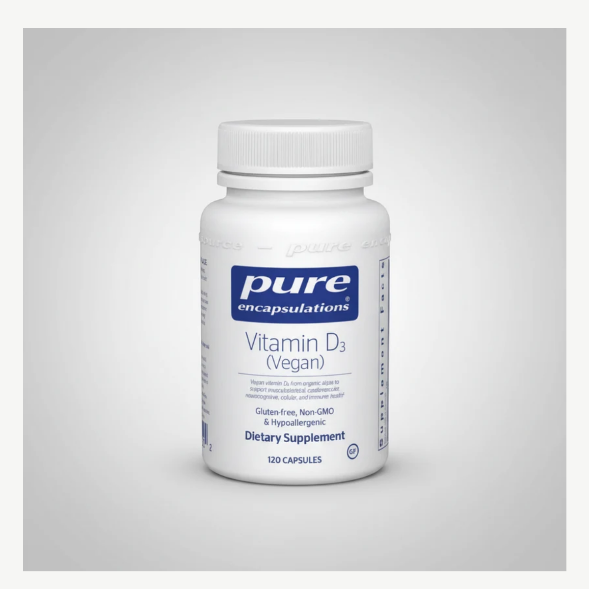 Pure Encapsulations Vitamin D3 (Vegan) - 120 Capsules front label