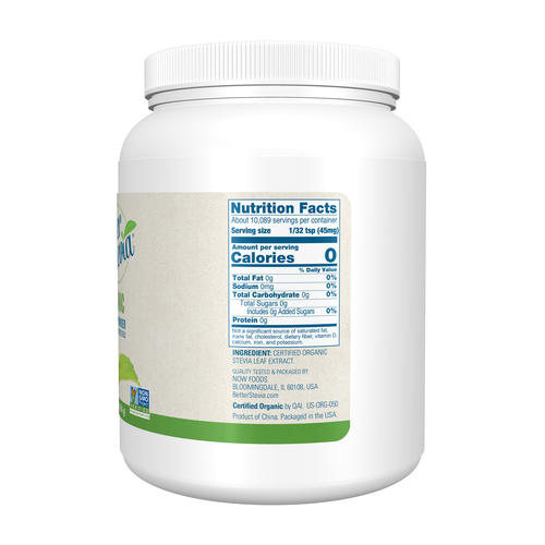 NOW Better Stevia Extract Powder Organic 1 lb