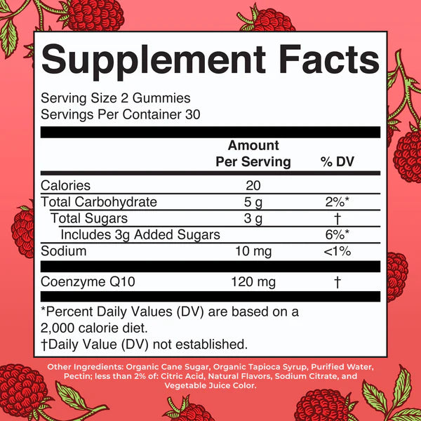 MaryRuthâ€™s CoQ10 Gummies Raspberry 60 Count