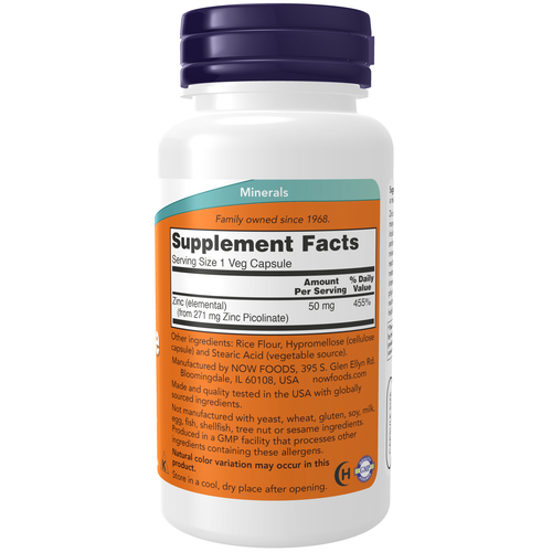 NOW Foods Zinc Picolinate 50 mg 120 Veg Capsules