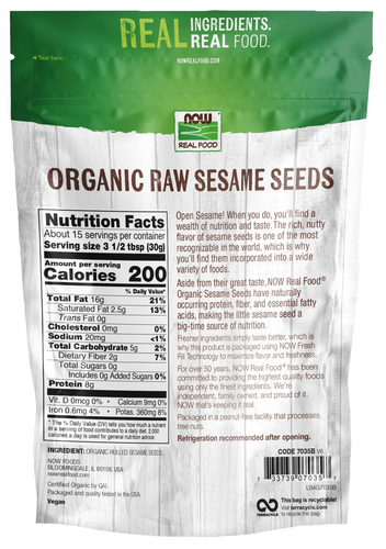 Now Foods Sesame Seeds Organic & Raw 1 Lb product image 2