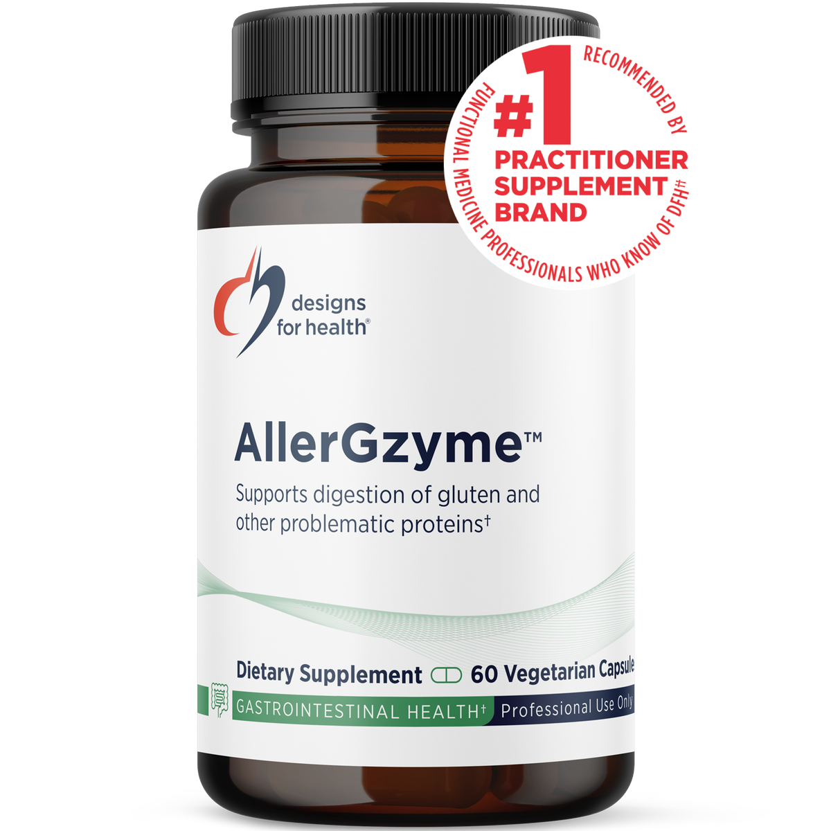 Designs for Health AllerGzyme 60 capsules front label