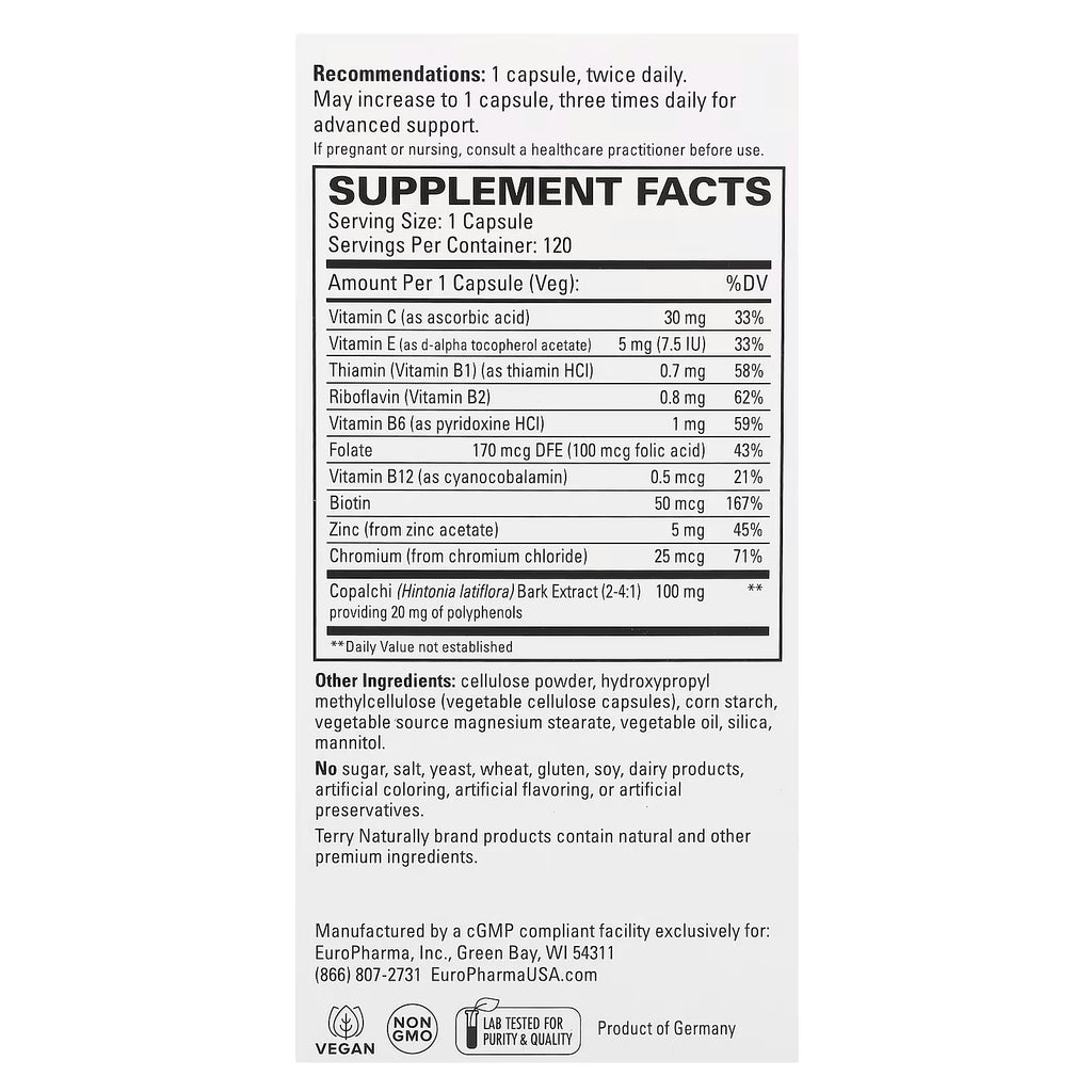 Terry Naturally Sucontral D Glucose Metabolism Support 120 Capsules