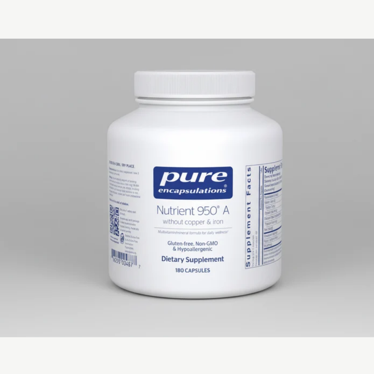 Pure Encapsulations Nutrient 950 A without copper & iron - 180 Capsules front label