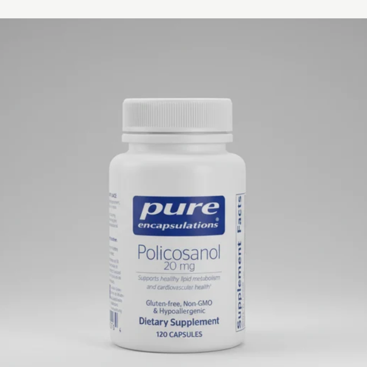 Pure Encapsulations Policosanol 20 mg - 120 Capsules front label