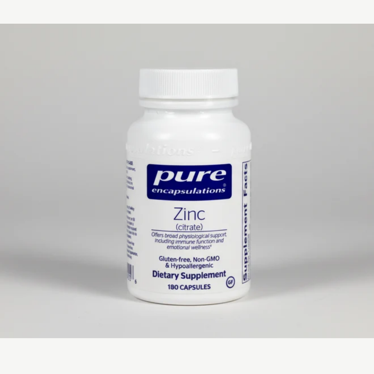Pure Encapsulations Zinc (citrate) - 180 Capsules front label