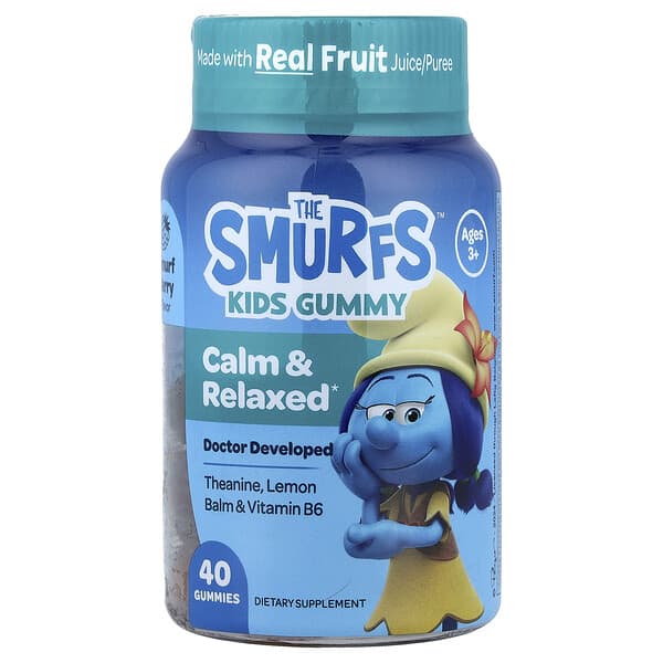 The Smurfs Calm & Relaxed Kids 40 Gummies front label