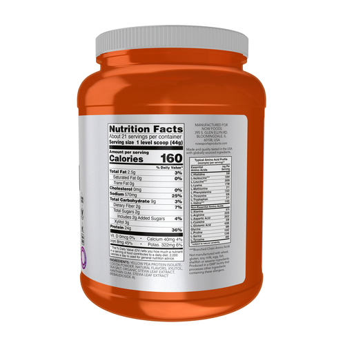 NOW Sports Pea Protein Creamy Chocolate 24g Plant Protein | 2 lbs