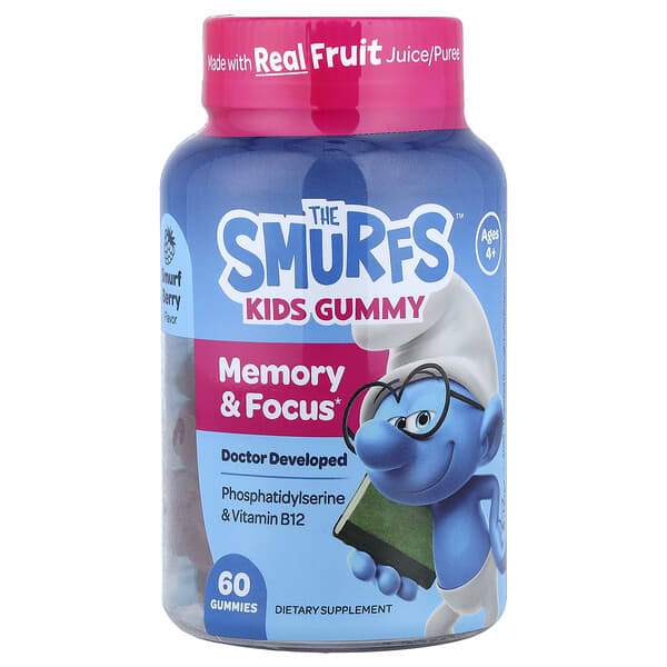 The Smurfs Memory & Focus Kids 60 Gummies front label