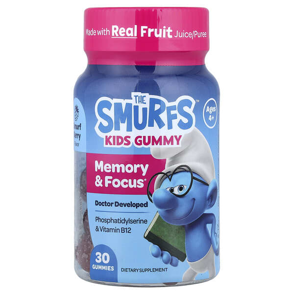 The Smurfs Memory & Focus Kids 30 Gummies front label
