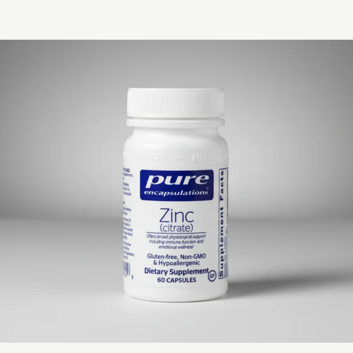 Pure Encapsulations Zinc (citrate) - 60 Capsules front label