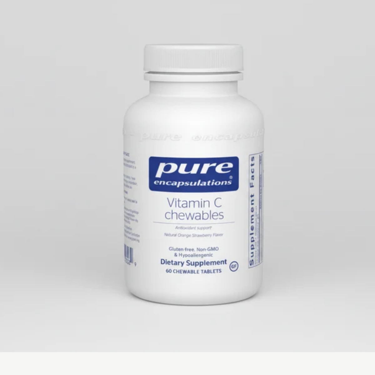 Pure Encapsulations Vitamin C Chewables, Orange-Strawberry Flavor - 60 Tablets front label