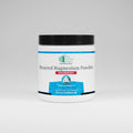 Jar of Ortho Molecular Products Reacted Magnesium Powder Strawberry flavor on a white background