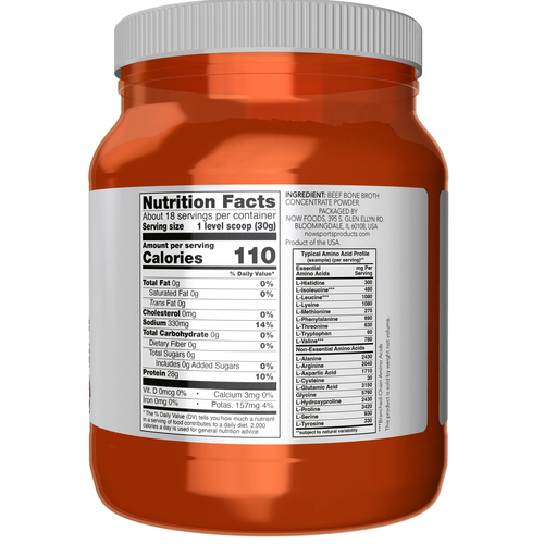 NOW Sports Bone Broth Beef Powder 1.2 lb