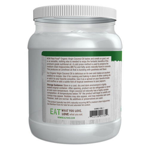 NOW Foods Organic Virgin Coconut Cooking Oil 54 oz
