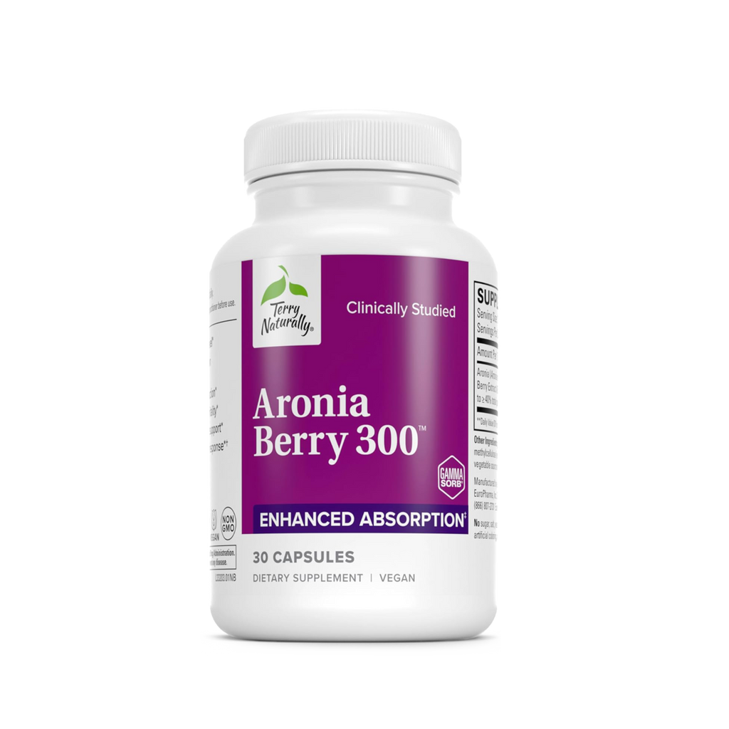 Terry Naturally Aronia Berry 300 30 Capsules front label on a light background