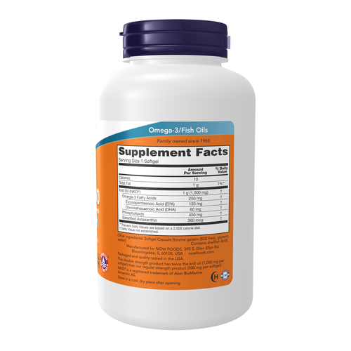 NOW Foods Krill 1000 Double Strength 120 Softgels | Value Size Krill Oil