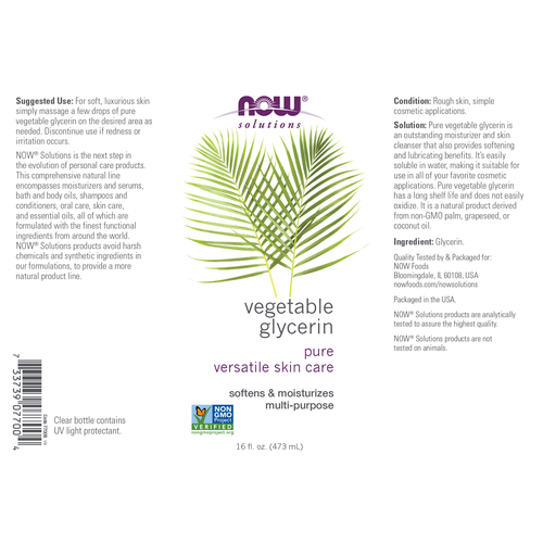 NOW Solutions Vegetable Glycerin 16 oz | Value Size Humectant