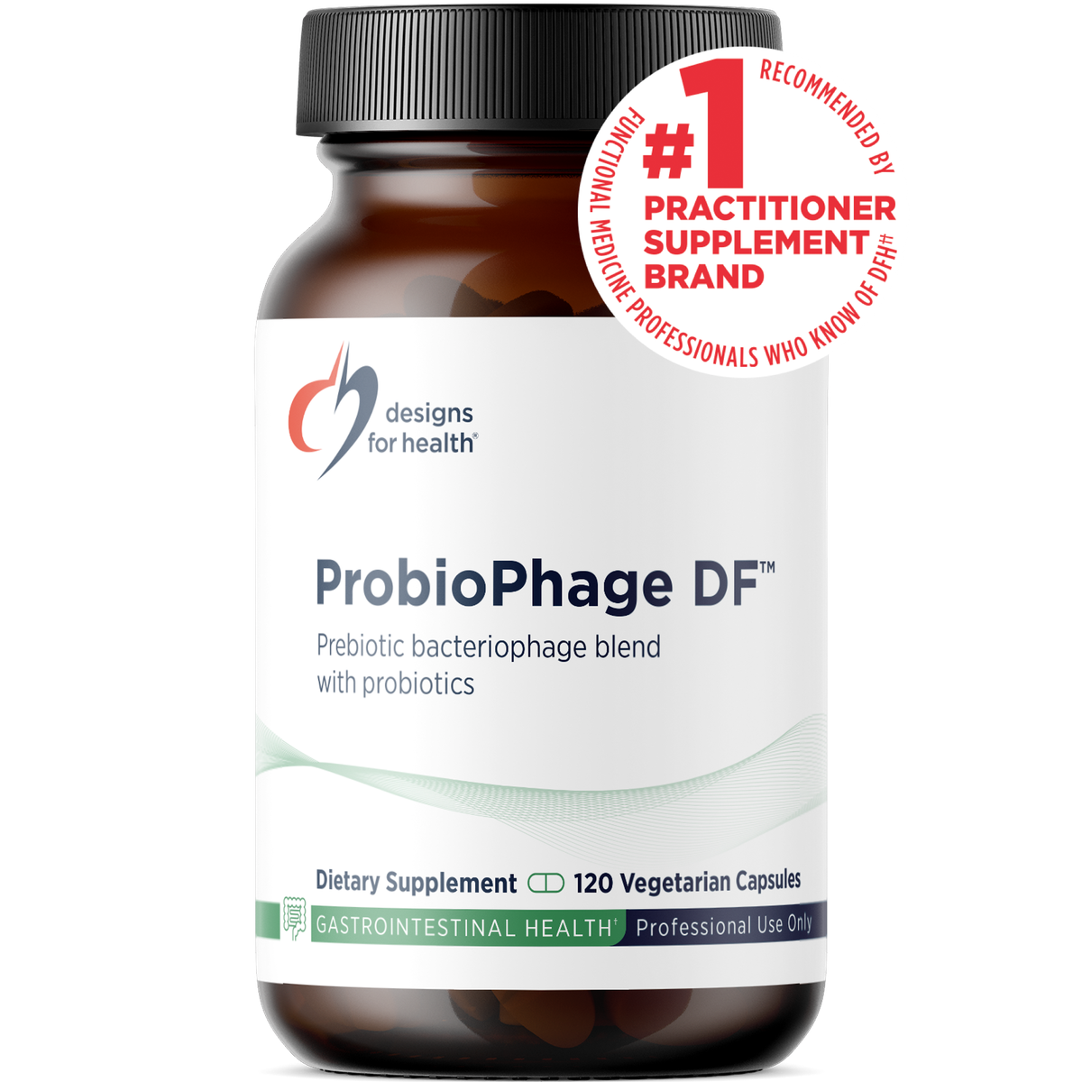 Designs for Health Probiophage DF 120 capsules front label