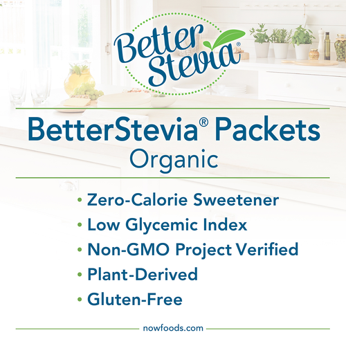 NOW Foods Organic BetterStevia Packets 75 Count | Zero Calorie Sweetener