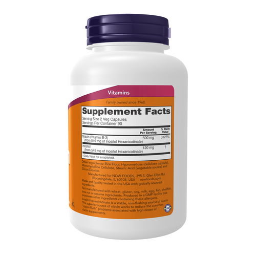 NOW Foods Flush-Free Niacin 250 mg 180 Veg Capsules