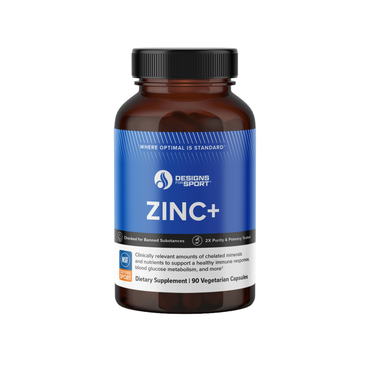 Designs for Health Zinc+ 90 capsules front label