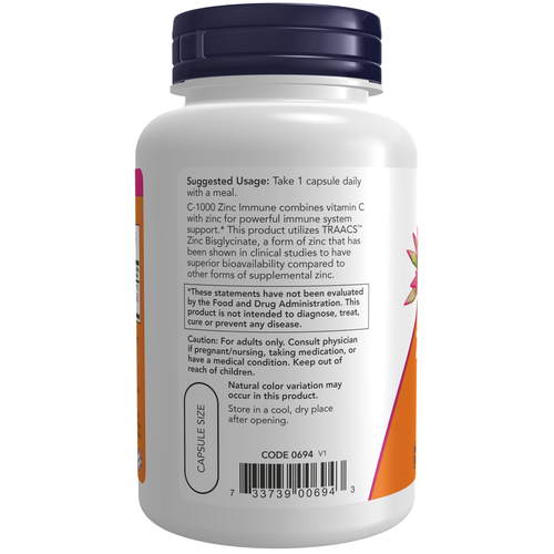 NOW Foods C-1000 Zinc Immune 90 Veg Capsules