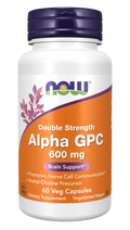NOW Foods Alpha GPC, Double Strength 600 mg - 60 Veg Capsules front package image