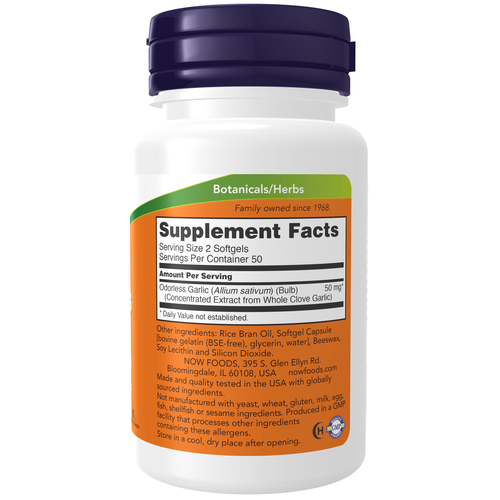 NOW Foods Odorless Garlic 100 Softgels
