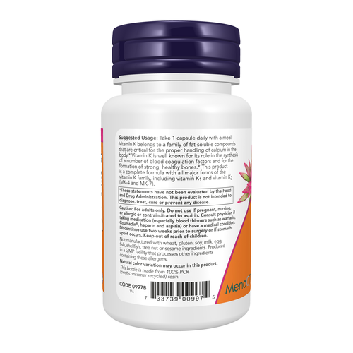 NOW Foods MK-7 Plus with K1 & MK-4 90 VCaps