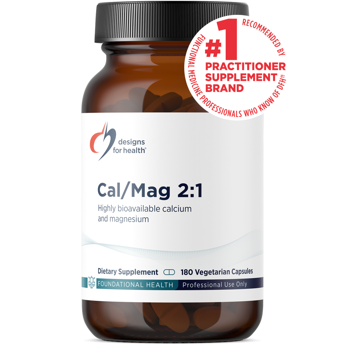 Designs for Health Cal/Mag 2:1 180 capsules front label