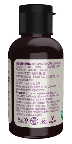 NOW Foods Organic Monk Fruit Caramel Liquid 1.8 fl oz | Zero Cal Sweetener