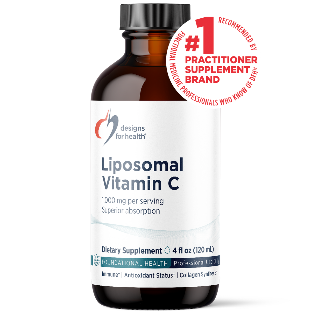 Designs for Health Liposomal Vitamin C 4 fl oz (120 mL) liquid front label