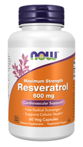 NOW Foods Resveratrol, Maximum Strength 600 mg - 60 Veg Capsules front package image