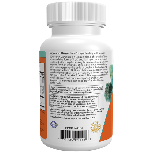 NOW Foods Iron Complex Caps with Cofactors 100 Veg Capsules