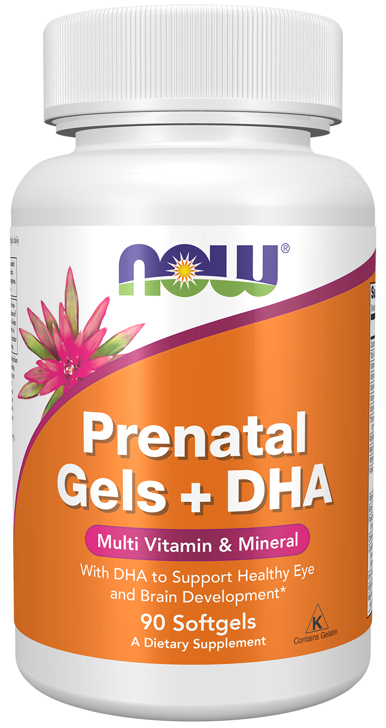 NOW Foods Prenatal Gels + DHA front package image