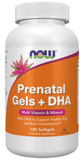 NOW Foods Prenatal Gels + DHA - 180 Softgels front package image