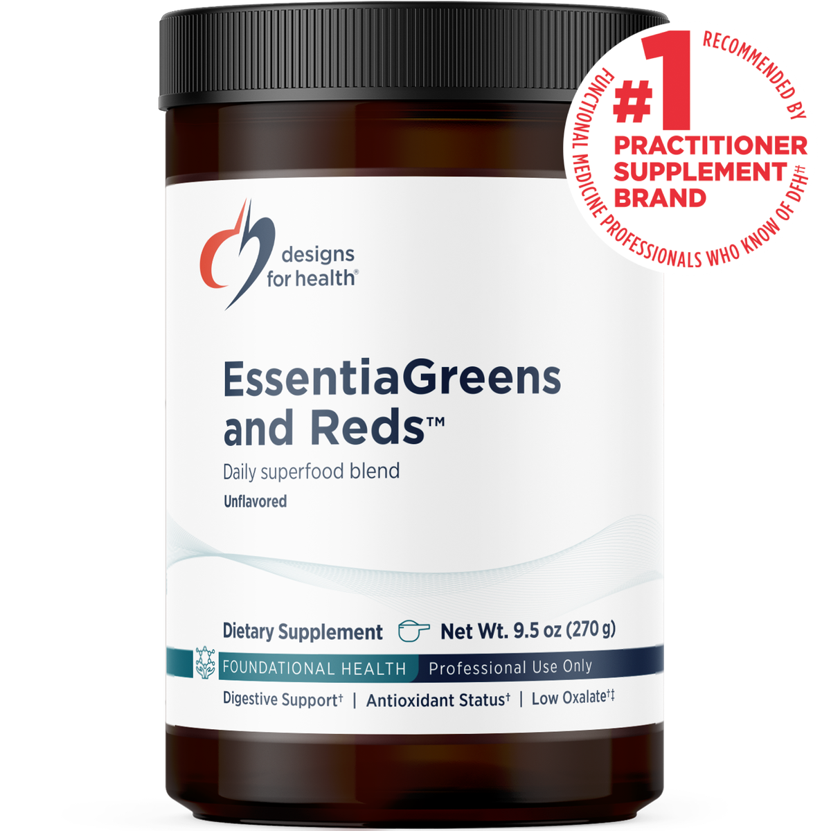 Designs for Health EssentiaGreens and Reds 270 g front label