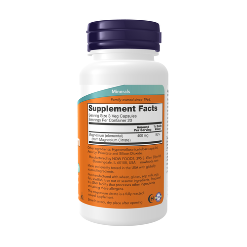 NOW Foods Magnesium Citrate 60 Veg Capsules