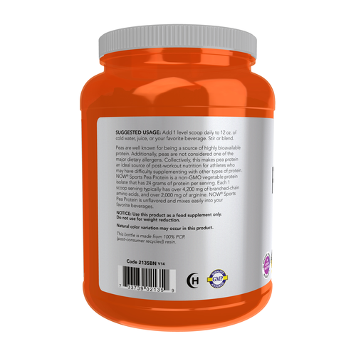 NOW Sports Pea Protein Unflavored Powder — 2 lbs