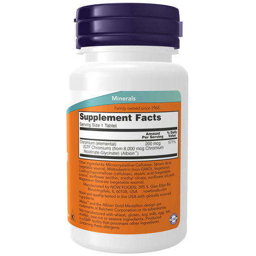 NOW Foods GTF Chromium 200 mcg 100 Tablets | Metabolic Wellness