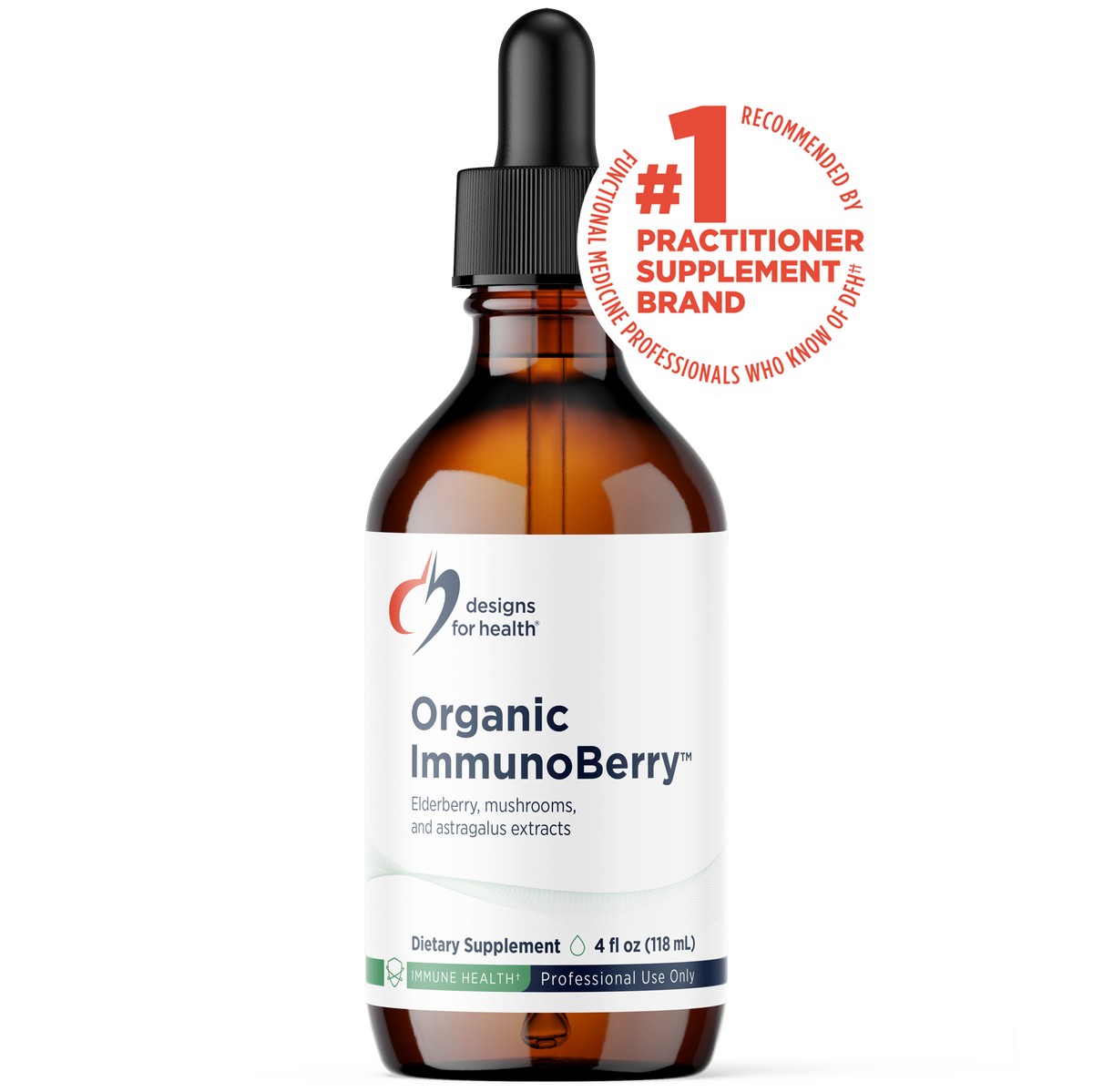 Designs for Health Organic ImmunoBerry Liquid 4 fl oz (118 mL) liquid front label