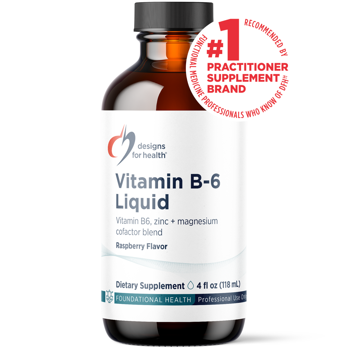 Designs for Health Vitamin B-6 Liquid 4 fl oz (118 mL) liquid front label
