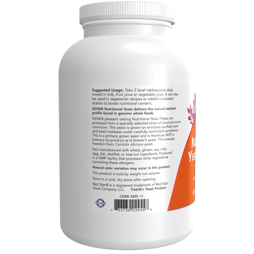 NOW Foods Nutritional Yeast Flakes 10 oz Primary-Grown Saccharomyces Cerevisiae