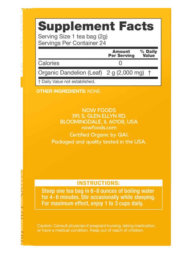 NOW Give A Tea Dandelion Tea Organic 24 Bags