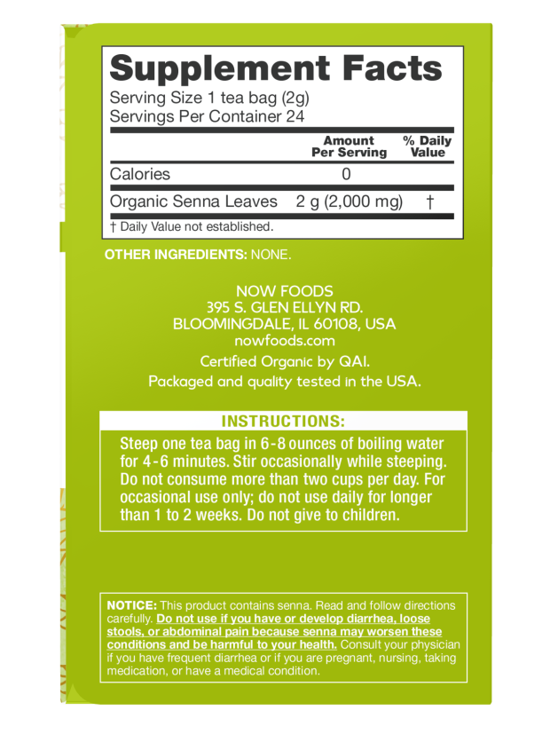 NOW Foods Organic Senna Tea 24 Bags